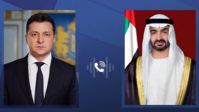 الرئيس الإماراتي يتلقى اتصالاً هاتفياً من نظيره الأوكراني