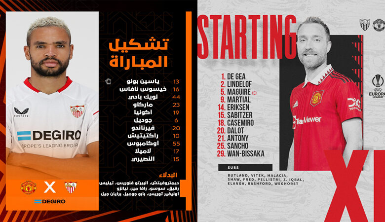 مانشستر يونايتد وإشبيلية... التشكيل الرسمي للمواجهة الحاسمة