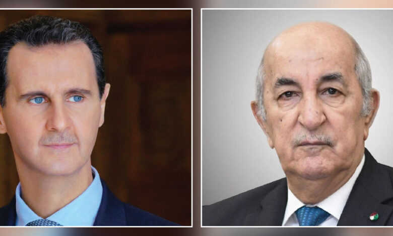 الرئيس الأسد لنظيره الجزائري: علاقاتنا تاريخية ونثمن جهود الجزائر من أجل لم الشمل العربي